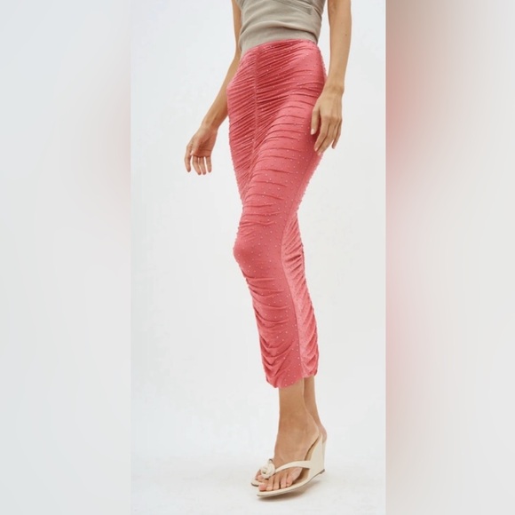 Alex Perry-rose, rauched, crystal jeweled jersey maxi skirt (only) -Size 8 USA - Picture 13 of 13